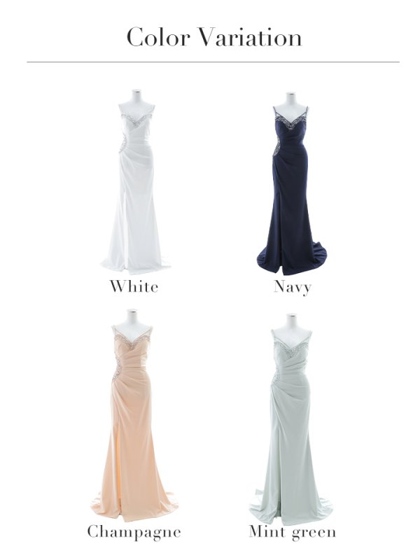 画像25: 【Lip line/リップライン】ワンカラー/ ビジュー/ キャミソール/ 刺繍/ スリット/ ロングドレス/ キャバドレス long[HC03] (25)