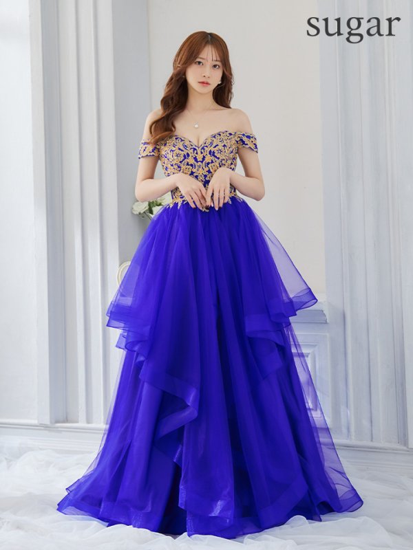 画像14: 【Lip line/リップライン】刺繍/ オフショル/ チュール/ フレア/ プリンセス/ ロングドレス/ キャバドレス long[HC03] (14)