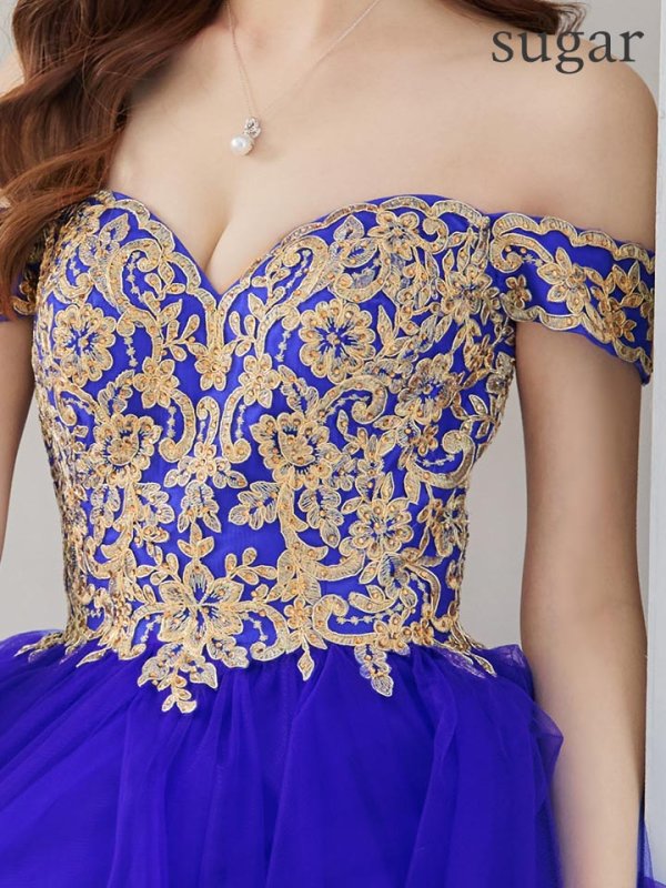 画像17: 【Lip line/リップライン】刺繍/ オフショル/ チュール/ フレア/ プリンセス/ ロングドレス/ キャバドレス long[HC03] (17)