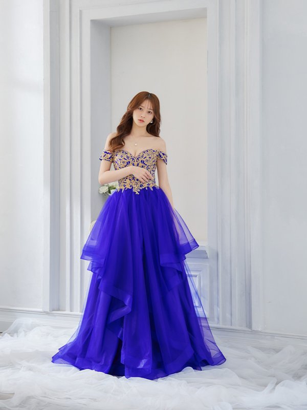 画像10: 【Lip line/リップライン】刺繍/ オフショル/ チュール/ フレア/ プリンセス/ ロングドレス/ キャバドレス long[HC03] (10)