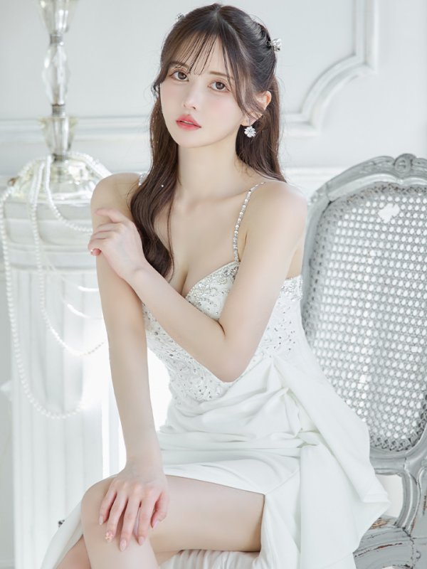 画像4: 【Lip line/リップライン】刺繍/ ラインストーン/ キャミソール/ フリル/ スリット/ ストレッチ/ ロングドレス/ キャバドレス long[HC03] (4)