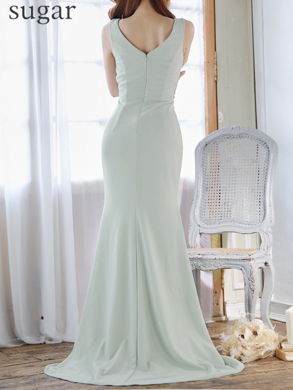 画像9: 【Lip line/リップライン】ワンカラー/ ビジュー/ ノースリーブ/ シアー/ スリット/ ロングドレス/ キャバドレス long[HC03] (9)