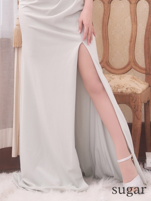 画像11: 【Lip line/リップライン】ビジュー/ ホルターネック/ ストレッチ/ ノースリーブ/ ワンカラー/ ロングドレス/ キャバドレス long[HC03] (11)