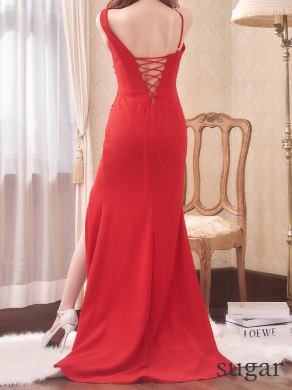 画像12: 【Lip line/リップライン】フラワー刺繍/ ストレッチ/ ワンショルダー/ ワンカラー/ スピンドル/ ロングドレス/ キャバドレス long[HC03] (12)