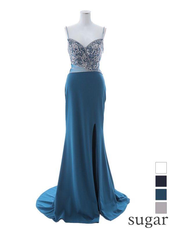 画像13: 【Lip line/リップライン】ビジュー/ 刺繍/ ストレッチ/ ウエストシアー/ スリット/ ロングドレス/ キャバドレス long[HC03] (13)