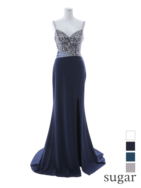 画像14: 【Lip line/リップライン】ビジュー/ 刺繍/ ストレッチ/ ウエストシアー/ スリット/ ロングドレス/ キャバドレス long[HC03] (14)