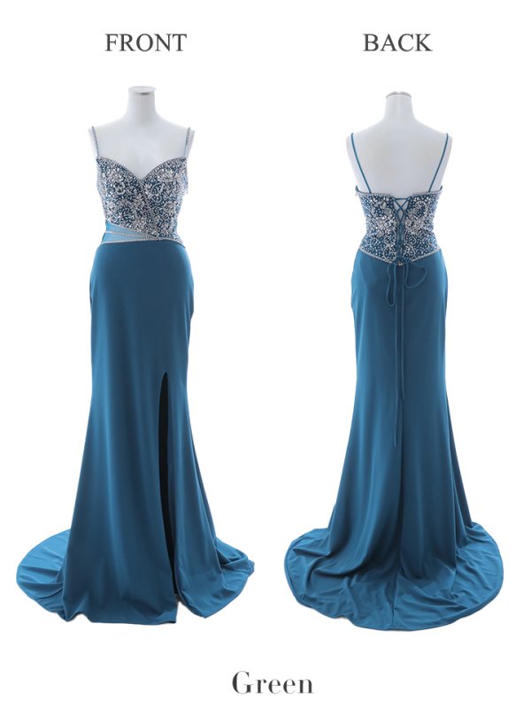 画像17: 【Lip line/リップライン】ビジュー/ 刺繍/ ストレッチ/ ウエストシアー/ スリット/ ロングドレス/ キャバドレス long[HC03] (17)