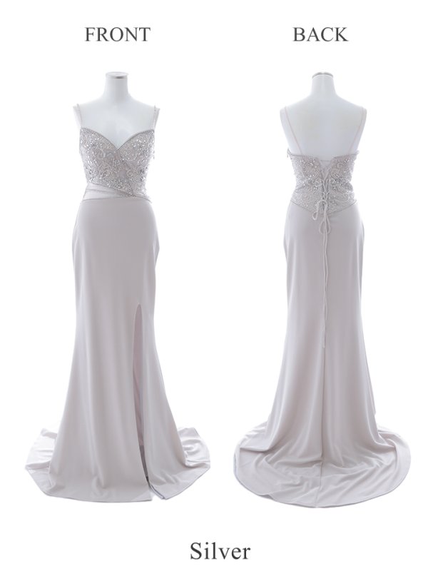 画像19: 【Lip line/リップライン】ビジュー/ 刺繍/ ストレッチ/ ウエストシアー/ スリット/ ロングドレス/ キャバドレス long[HC03] (19)