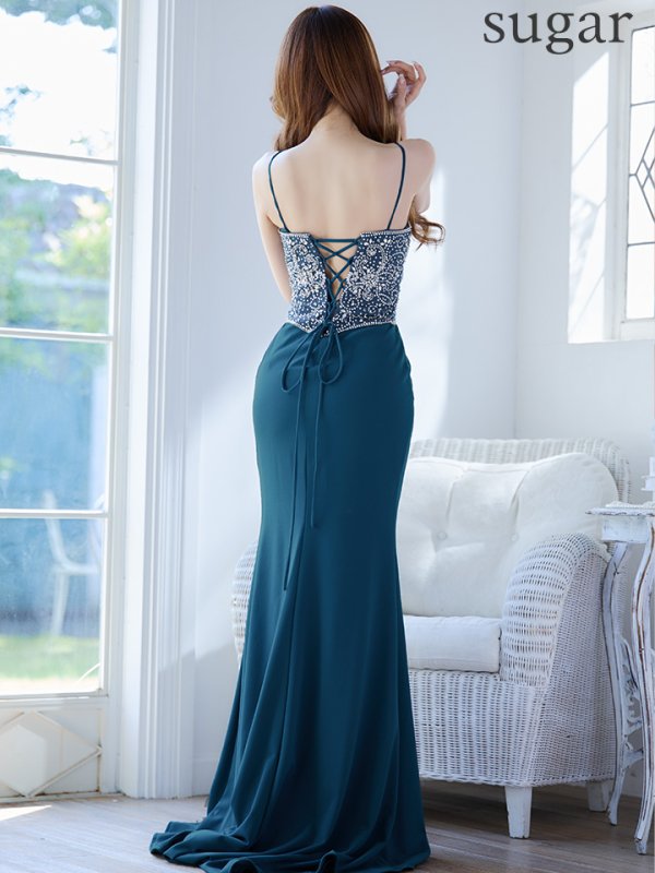 画像10: 【Lip line/リップライン】ビジュー/ 刺繍/ ストレッチ/ ウエストシアー/ スリット/ ロングドレス/ キャバドレス long[HC03] (10)