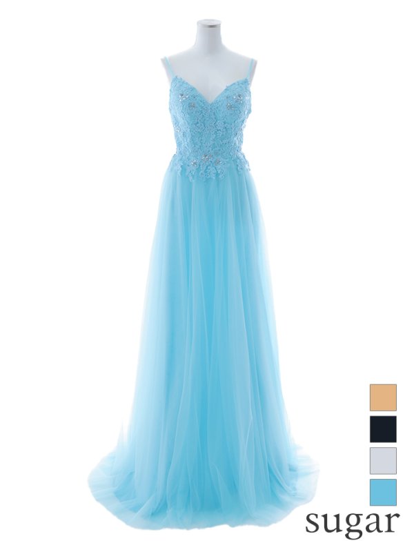 画像15: 【Lip line/リップライン】刺繍レース/ スピンドル/ キャミソール/ チュール/ Aライン/ プリンセス/ フレア/ ロングドレス/ キャバドレス long[HC03] (15)