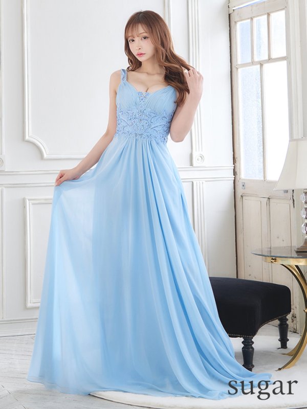 画像11: 【Lip line/リップライン】ビジュー刺繍/ ストレッチ/ ノースリーブ/ ワンカラー/ スピンドル/ ロングドレス/ キャバドレス long[HC03] (11)