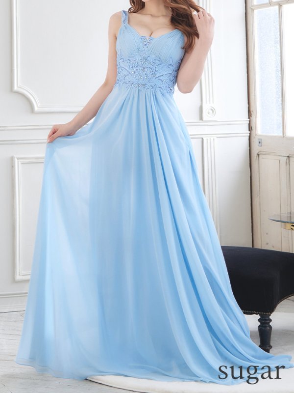 画像12: 【Lip line/リップライン】ビジュー刺繍/ ストレッチ/ ノースリーブ/ ワンカラー/ スピンドル/ ロングドレス/ キャバドレス long[HC03] (12)