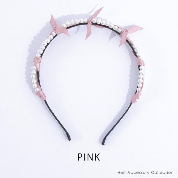 画像2: パールリボンカチューシャ【カチューシャ】【Fサイズ/2カラー】[OF02] (2)