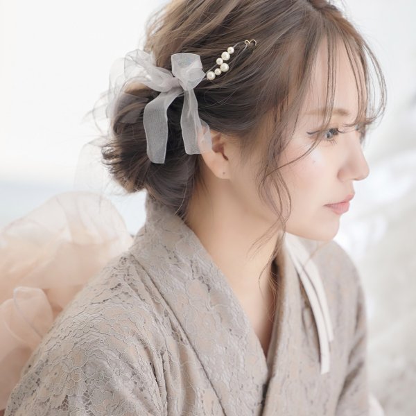 画像4: オーガンジー紐パールセット【2カラー】[HC02] (4)