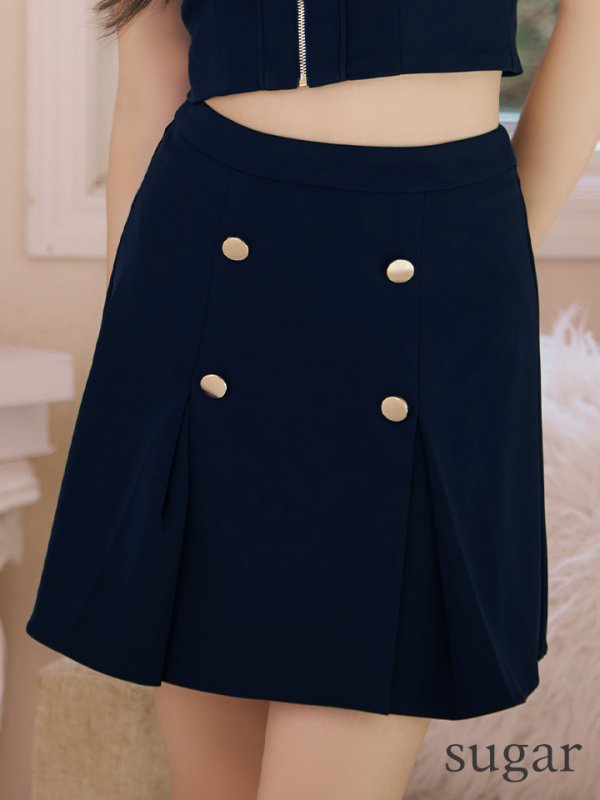 画像27: XSサイズあり【ANDY/アンディ】フロントジップ/ 半袖/ 袖あり/ ストレッチ/ ボックスプリーツ/ フレア/ セットアップ/ ミニドレス/ キャバドレス[OF05] (27)