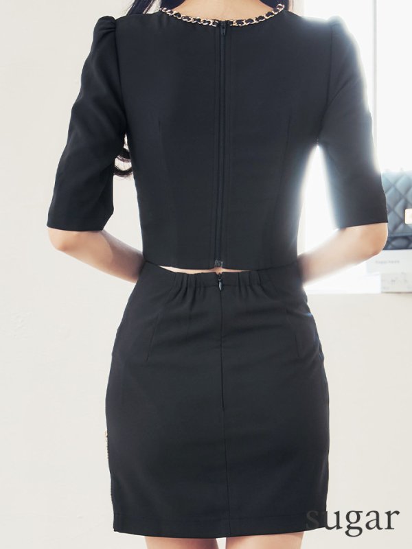 ブラック モデル:まおちゃる 身長:158cm 着用サイズ:Sサイズ
