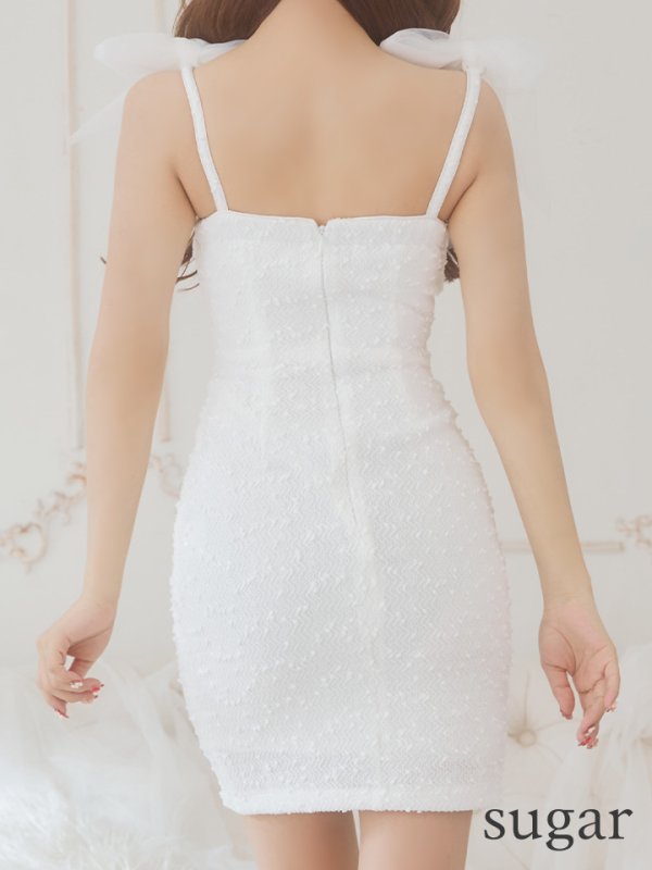 画像26: XSサイズあり【an /アン】 スパンコール/ ツイード/ ショルダーリボン/ チェーン/ フロントジップ/ カットアウト/タイト/ ミニドレス/ キャバドレス[OF05] (26)