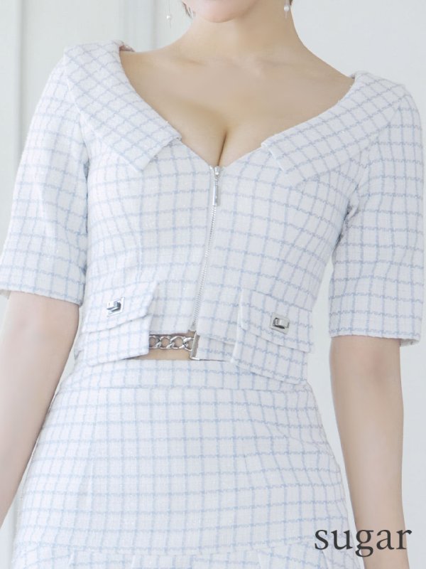 画像10: XSサイズあり【an /アン】 襟付き/ フロントジップ/ 袖付き/ 半袖/ プリーツ/フレア/ ミニドレス/ キャバドレス[OF05] (10)