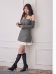 グレー×ホワイト モデル：ゆめ　身長：160cm　着用サイズ：Sサイズ
