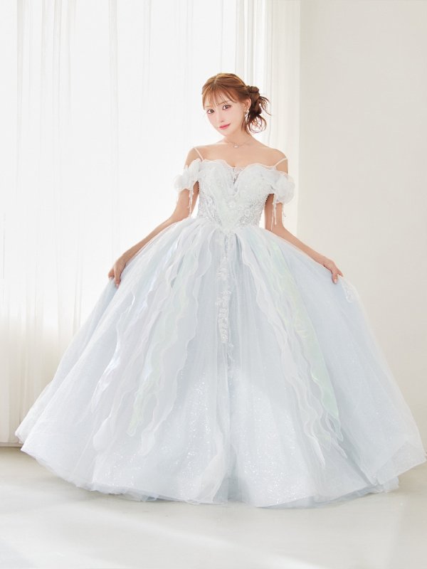 ホワイトブルー モデル：明日花キララ　身長：162cm　着用サイズ：S(XS〜M)サイズ