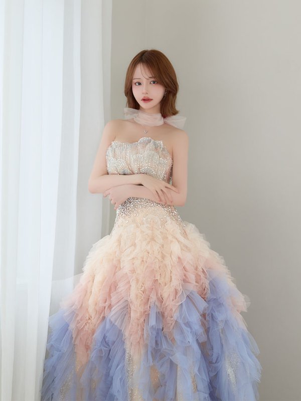 アイボリー×ブルー モデル：れみ　身長：163cm　着用サイズ：Sサイズ