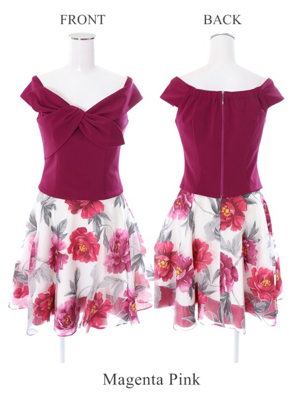 画像2: 【LIMITED SALE開催中！! 11月11日より順次発送予定】【an】リボン/フラワープリント/セットアップ/キャバドレス (2)