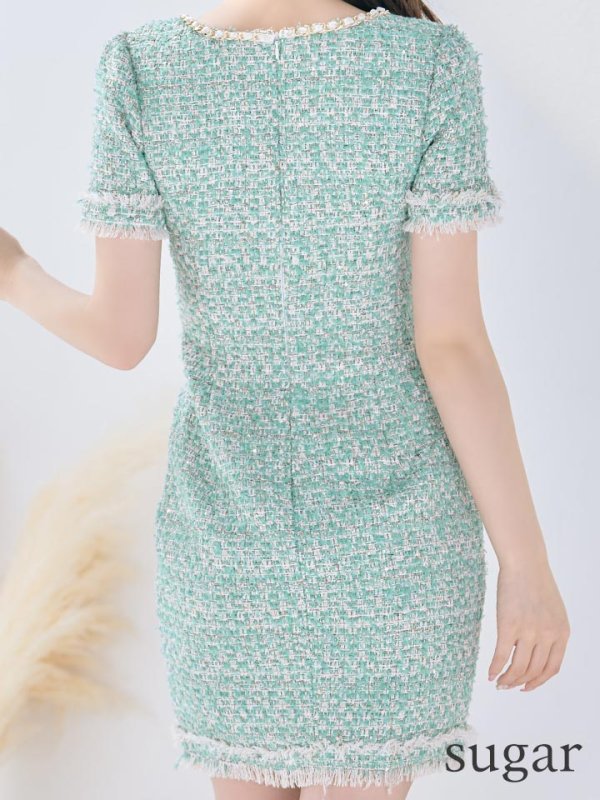 画像13: 【LIMITED SALE開催中！! 11月11日より順次発送予定】【an/アン】ツイード / 半袖/ 袖あり/ タイト/ ミニドレス/ キャバドレス[OF05] (13)