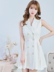 画像9: 【an/アン】襟付き/ ストレッチ/ パールボタン/ ジャケット風/ ノースリーブ/ プリーツ/ フレア/ ワンピース/ ミニドレス/ キャバドレス[OF05] (9)