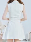 画像16: 【an/アン】襟付き/ ストレッチ/ パールボタン/ ジャケット風/ ノースリーブ/ プリーツ/ フレア/ ワンピース/ ミニドレス/ キャバドレス[OF05] (16)