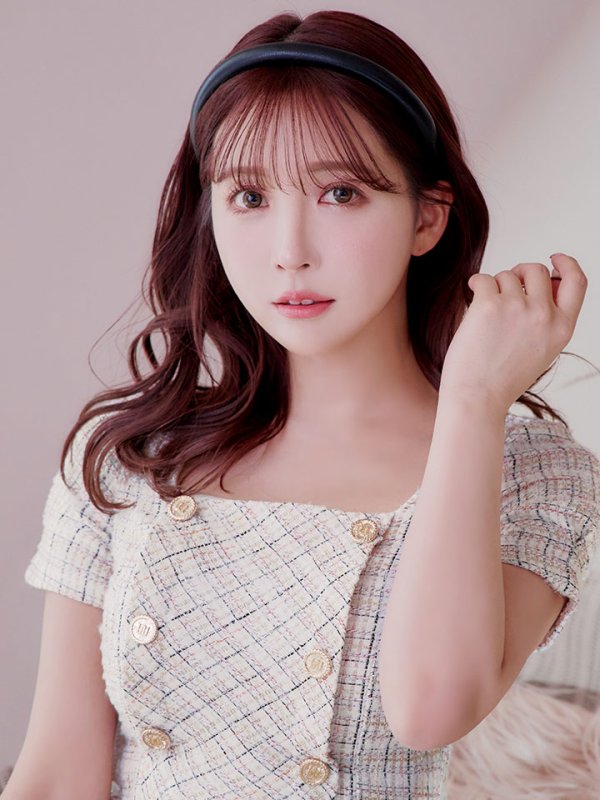 画像13: sugarオリジナルカラー☆XSサイズあり【an/アン】ミックスツイード/ ボタンデザイン/ 半袖/ 袖あり/ セットアップ/ プリーツ/ ミニドレス/ キャバドレス[OF05] (13)