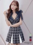 画像18: 【an /アン】チェック柄/ ショルダーリボン/ チュール/ Aライン/ セットアップ/ ミニドレス/ キャバドレス[FB03] (18)