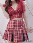 画像31: 【りょうか/関西コレクション着用】【an /アン】チェック柄/ ショルダーリボン/ チュール/ Aライン/ セットアップ/ ミニドレス/ キャバドレス[OF05] (31)