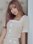 画像3: 人気商品再入荷♪【an/アン】千鳥柄/ ツイード/ セットアップ/ ボタン/ 半袖/ 袖あり/ 裾フリル/ ミニドレス/ キャバドレス[OF05] (3)