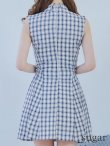 画像25: 【an/アン】襟付き/ チェック/ ジャケット風/ ノースリーブ/ パールボタン/ プリーツ/ フレア/ ワンピース/ ミニドレス/ キャバドレス[OF05] (25)