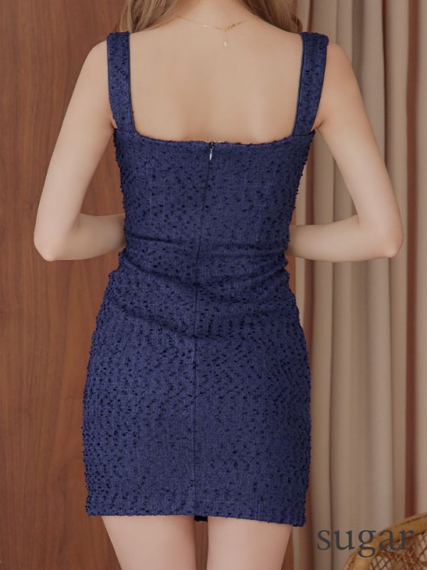 画像16: XSサイズあり【an/アン】ストレッチツイード/ フロントジップ/ ノースリーブ/ スリットネック/ ビスチェ/ タイト/ ミニドレス/ キャバドレス[OF05] (16)