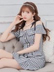 画像18: 【みゆう/関西コレクション着用】【an/アン】ギンガムチェック柄/ オフショルダー/ ショルダーリボン/ パールボタン/ プリーツ/ フレア/ ミニドレス/ キャバドレス[OF05] (18)