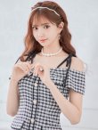 画像22: 【みゆう/関西コレクション着用】【an/アン】ギンガムチェック柄/ オフショルダー/ ショルダーリボン/ パールボタン/ プリーツ/ フレア/ ミニドレス/ キャバドレス[OF05] (22)