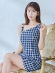 画像9: 【an/アン】チェック/ ツイード/ ボタンデザイン/ ノースリーブ/ アシンメトリー/ 台形スカート/ ミニドレス/ キャバドレス[OF05] (9)