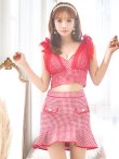 画像5: XSサイズあり【an /アン】ショルダーリボン/ 千鳥柄/ チェック/ ノースリーブ/ ポケットデザイン/ 裾フリル/ マーメイド/ ミニドレス/ キャバドレス[OF05] (5)