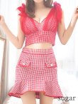 画像8: XSサイズあり【an /アン】ショルダーリボン/ 千鳥柄/ チェック/ ノースリーブ/ ポケットデザイン/ 裾フリル/ マーメイド/ ミニドレス/ キャバドレス[OF05] (8)