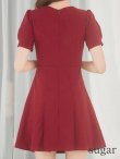 画像9: XSサイズあり 【an /アン】フロントジップ/ ワンカラー/ パフスリーブ/ 襟付き/ ベルト付き/ プリーツスカート/ ミニドレス/ キャバドレス[OF05] (9)