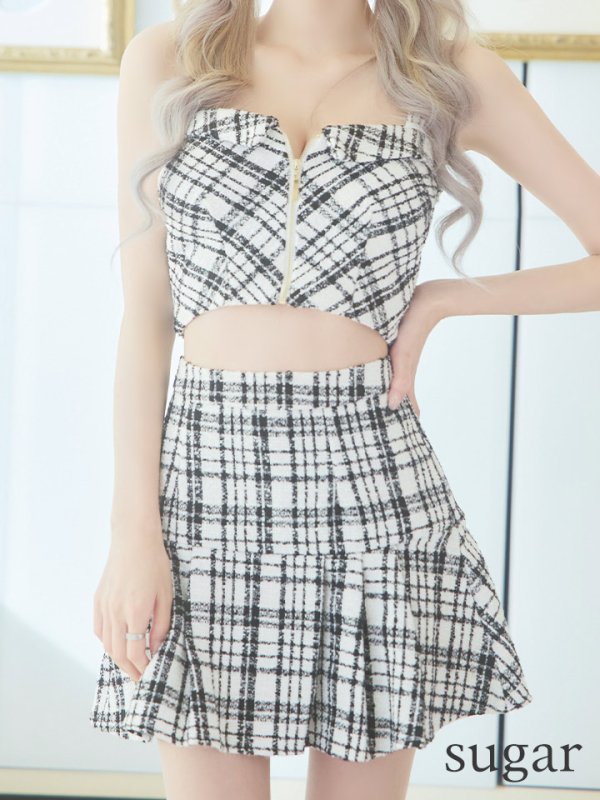 画像19: XSサイズあり【an/アン】 チェックツイード/ フロントジップ/ キャミソール/  セットアップ/ ミニドレス/ キャバドレス[OF05] (19)