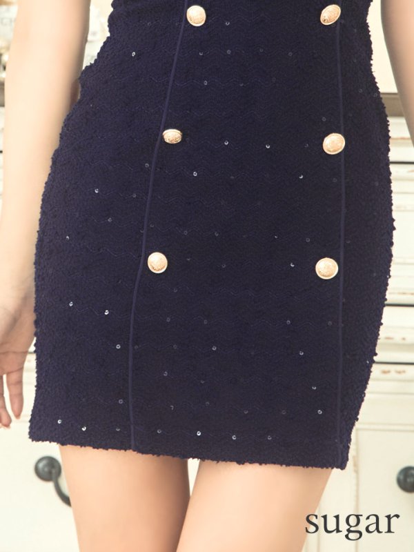 画像21: XSサイズあり【an /アン】襟付き/ スパンコール/ ボタン/ 半袖/ パフスリーブ/タイト/ ミニドレス/ キャバドレス[OF05] (21)