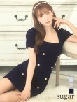 画像11: XSサイズあり【an /アン】襟付き/ スパンコール/ ボタン/ 半袖/ パフスリーブ/タイト/ ミニドレス/ キャバドレス[OF05] (11)