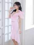 画像22: sugarオリジナルカラー・XSサイズあり【an/アン】ショルダーリボン/ ギンガムチェック/ テールカット/ セットアップ/ ミディアムドレス/ キャバドレス[OF05] (22)