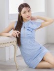 画像3: XSサイズあり【an /アン】 フリルショルダー/ アシメデザイン/ フロントジップ/ ノースリーブ/ チェック柄/ タイト/ ミニドレス/ キャバドレス[OF05] (3)