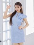 画像4: XSサイズあり【an /アン】 フリルショルダー/ アシメデザイン/ フロントジップ/ ノースリーブ/ チェック柄/ タイト/ ミニドレス/ キャバドレス[OF05] (4)