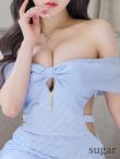 画像15: XSサイズあり【an /アン】オフショル/ リボン/ フロントジップ/ サイドシアー/ タイト/ ミニドレス/ キャバドレス[OF05] (15)