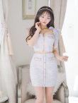 画像14: XSサイズあり【an /アン】 ショルダーリボン/ フロントジップ/ ゴールドバックル/ ボタン/ セットアップ/タイト/ ミニドレス/ キャバドレス[OF05] (14)
