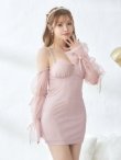 画像3: XSサイズあり【an /アン】ショルダービジュー/ キャミソール/ ラメ/ ラインストーン/ ストレッチ/ ロングスリーブ/ 袖あり/ タイト/ ミニドレス/ キャバドレス[OF05] (3)